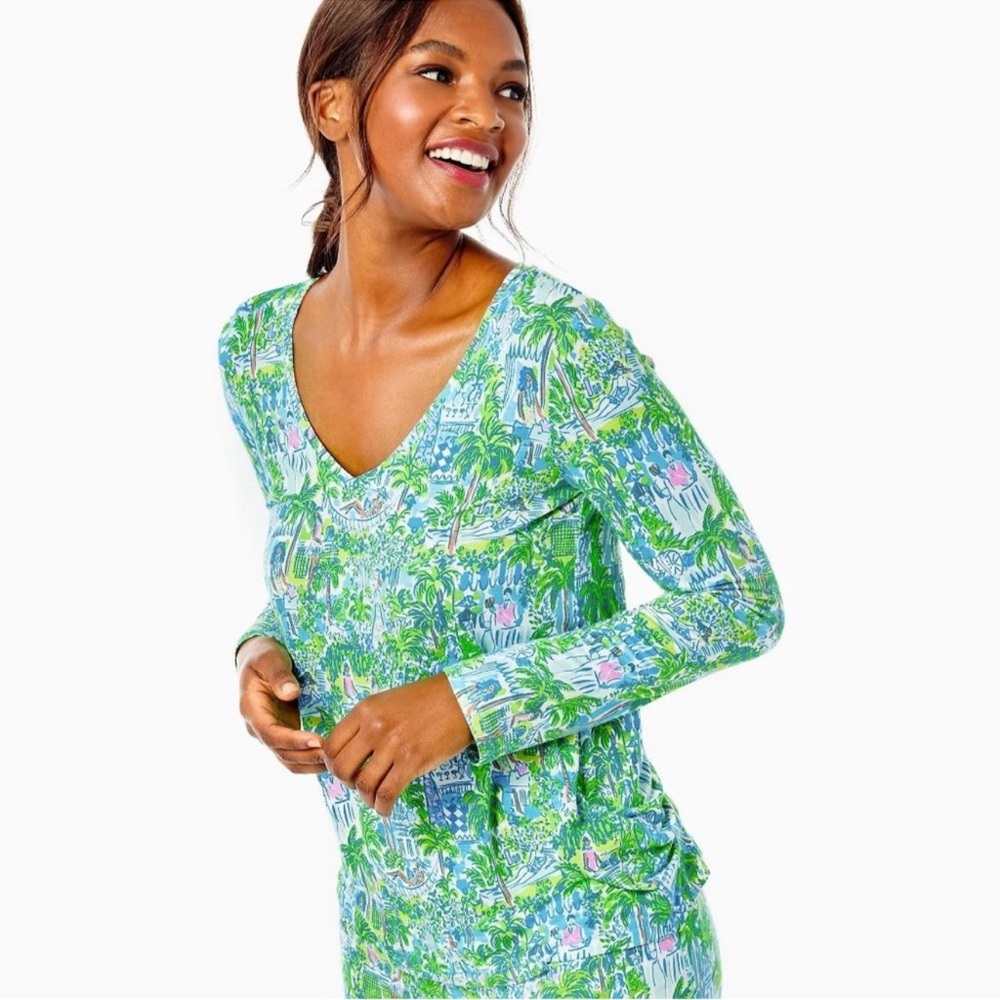 Lilly Pulitzer Green and Blue Pajama Set